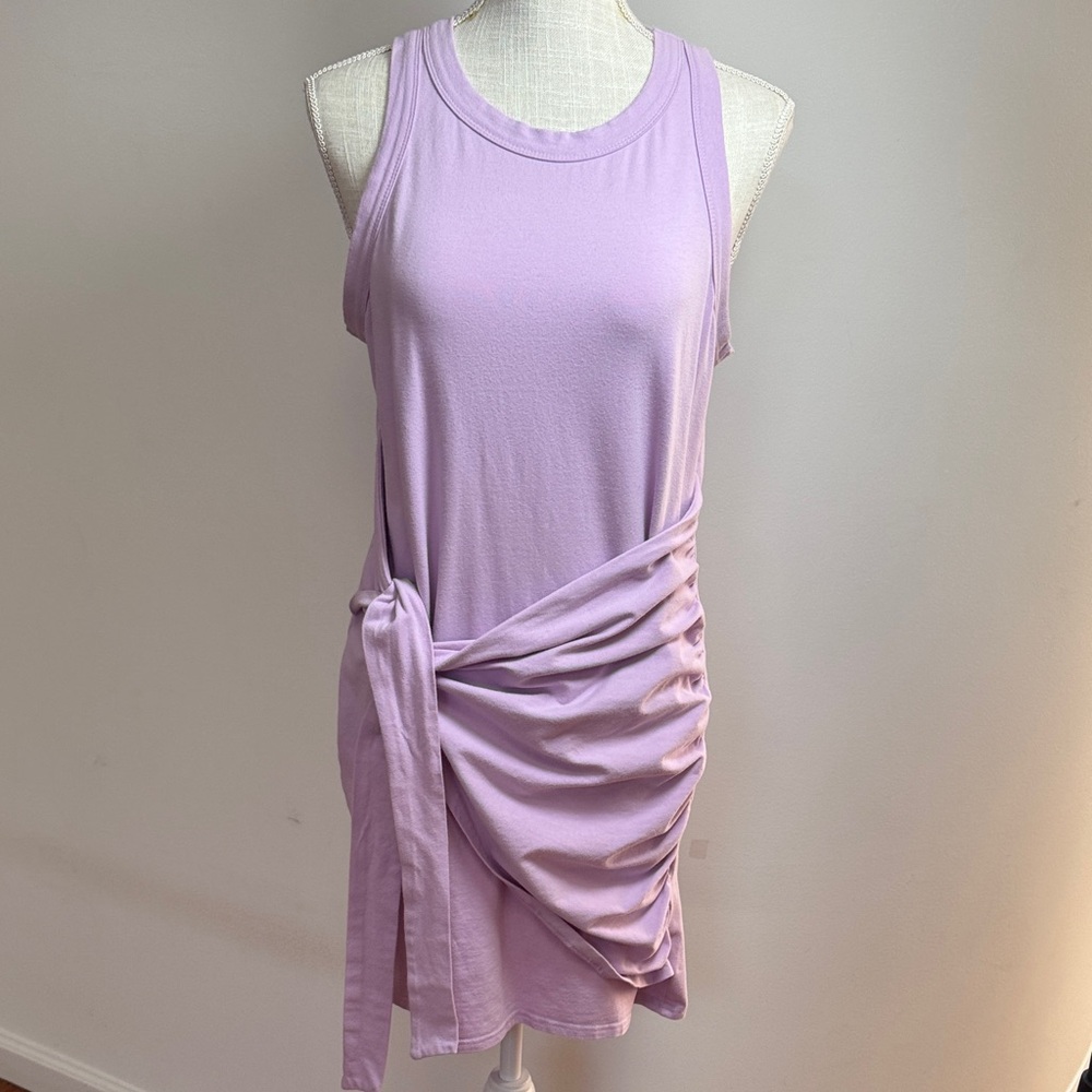 Sleeveless Lavender Tie-Waist Dress stretch cotton size L